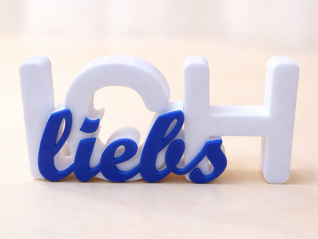 Personalisierter 3D Schriftzug mit Initiale – zweifarbig aus PETG