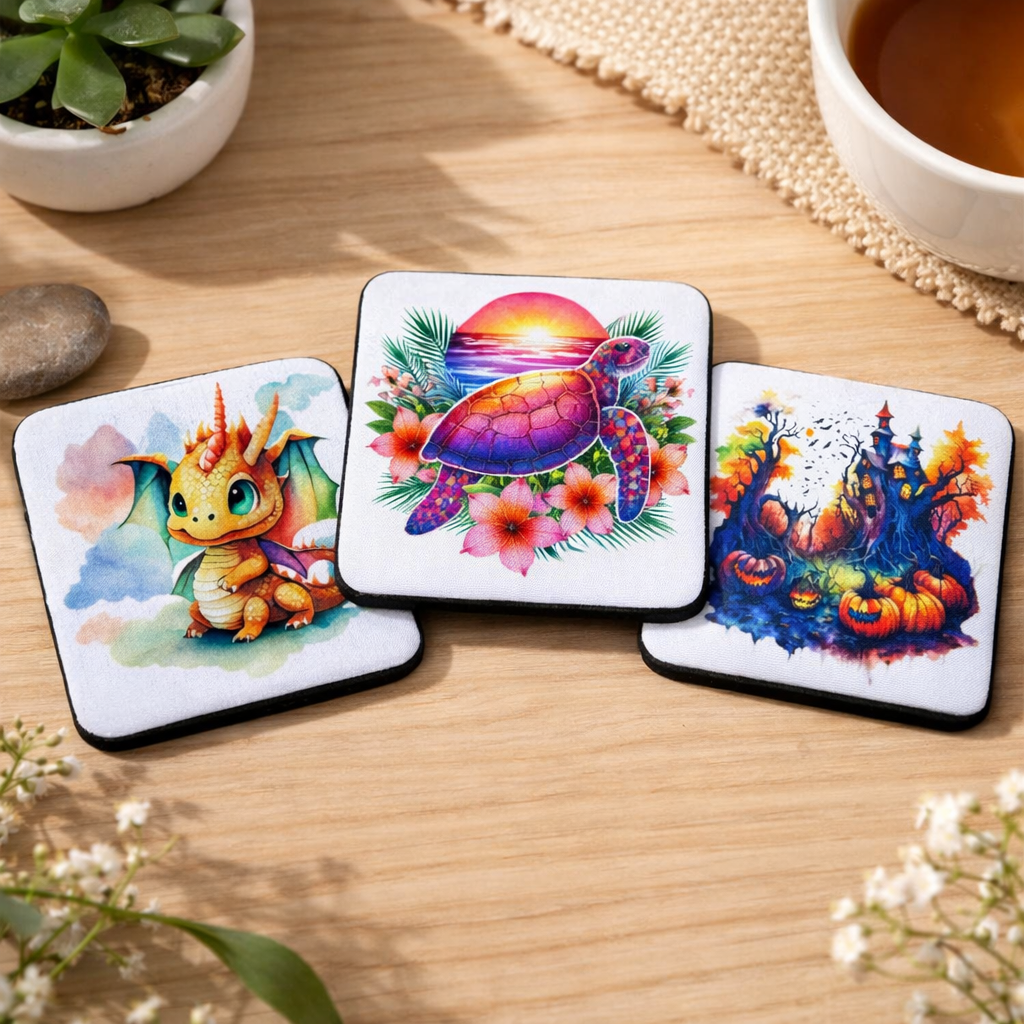 Sublimierte Untersetzer 9x9 cm – Hochwertiger Getränkeuntersetzer mit Motiv