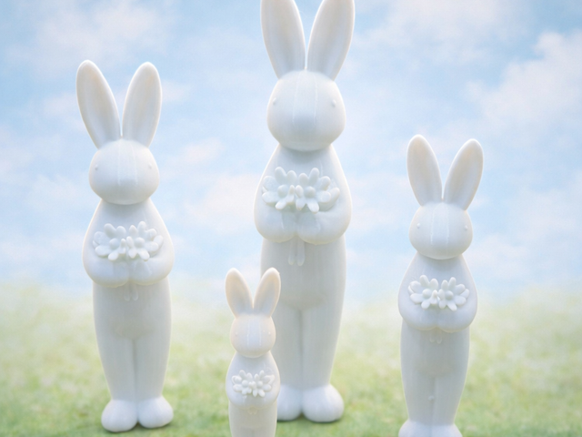 3D gedruckte Osterhasen Familie – moderne Frühlingsdeko aus PETG