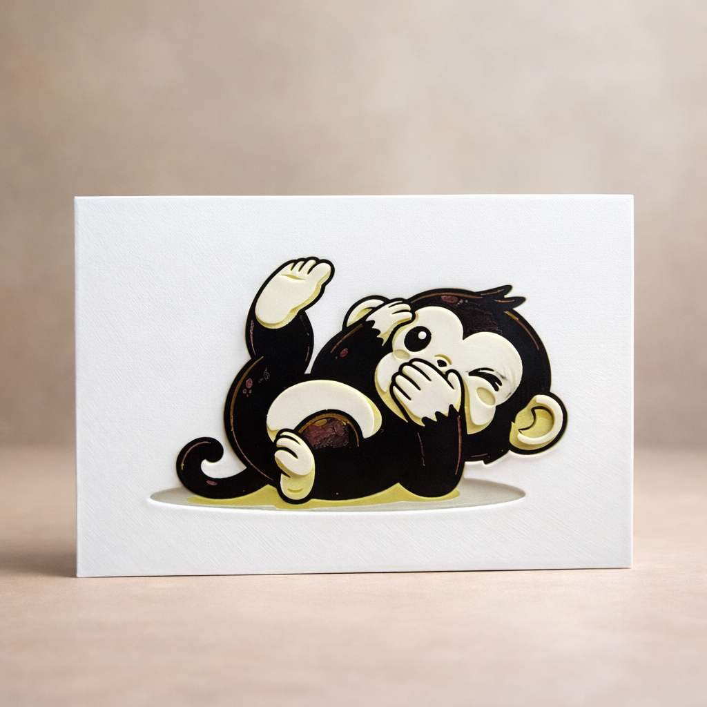 Frecher 3D Affe – Lustiges Deko Schild aus PETG (individuelle Farben)