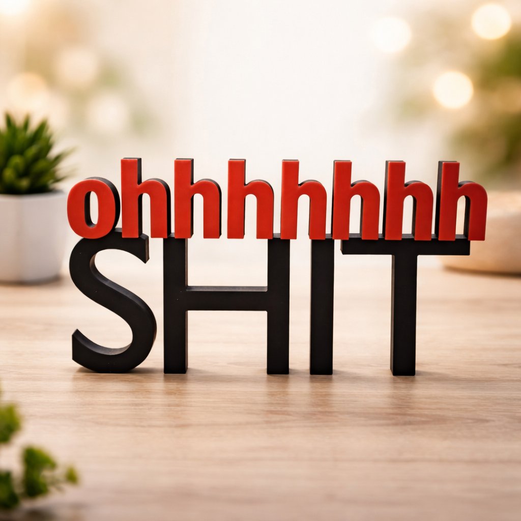 „Ohhh Shit“ 3D Schriftzug – moderner Deko-Aufsteller aus PETG (individuelle Farben)