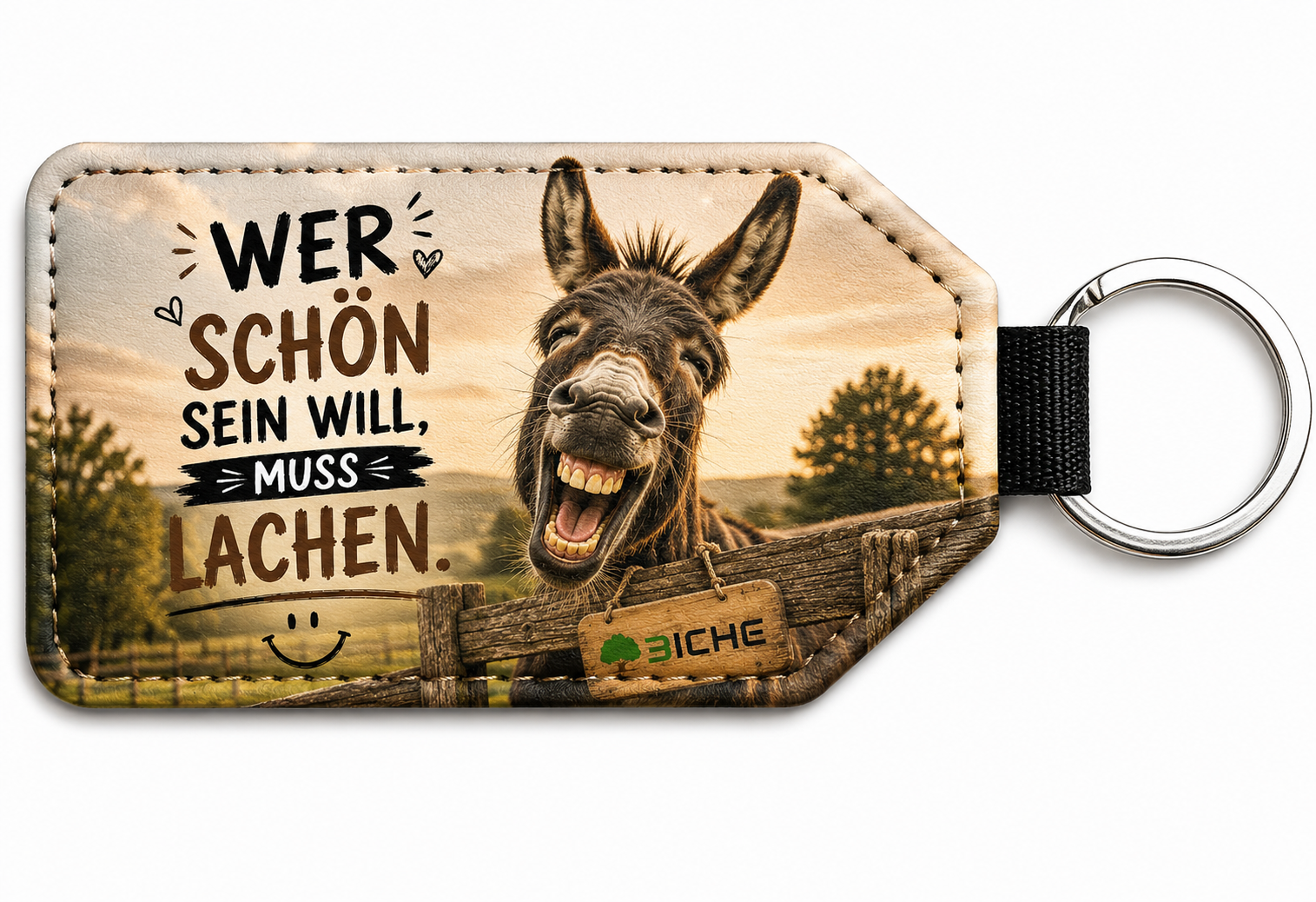 Personalisierter Schlüsselanhänger mit Foto – Kunstleder, einseitig sublimiert